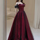 Sexy Ball Gown Off The Shoulder Red Tulle Long Prom Dresses Evening Dress C3267