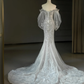Robe de mariée sirène élégante, épaules dénudées, en Tulle et dentelle, longue, C327