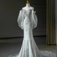 Robe de mariée sirène élégante, épaules dénudées, en Tulle et dentelle, longue, C327