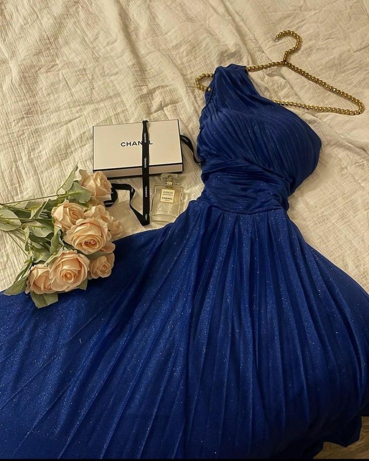 Classy A line One Shoulder Royal Blue Long Sequin Party Dress Prom Dresses Evening Dress C3280