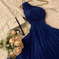 Classy A line One Shoulder Royal Blue Long Sequin Party Dress Prom Dresses Evening Dress C3280