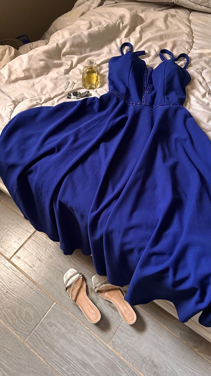 Classy A Line Spaghetti Straps Royal Blue Pleated Party Dress Prom Dresses Evening Dress C3299