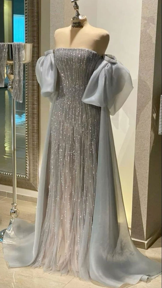 Classy Sheath Off The Shoulder Sequin  Long Party Dress Prom Dresses Evening Dress C3313