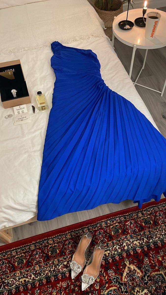 Classy Sheath One Shoulder Royal Blue Chiffon Long Party Dress Prom Dresses Evening Dress C3326
