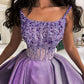 Classy A Line Spaghetti Straps Lilac Satin Long Party Dress Prom Dresses Evening Dress C3328