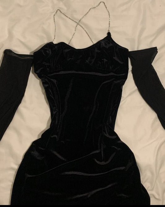 Classy Sheath Off The Shoulder Black Velvet Long Party Dress Prom Dresses Evening Dress C3333
