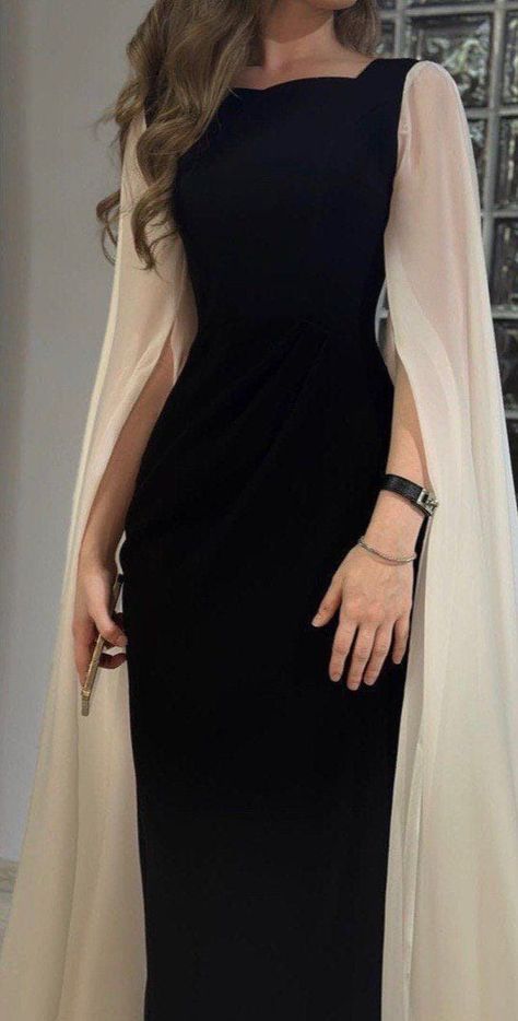 Classy Sheath Long Sleeves Black Chiffon Long Party Dress Prom Dresses Evening Dress C3340