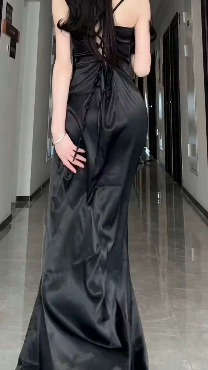 Elegant Sheath Spaghetti Straps Black Slit Long Prom Dress Evening Dresses C3341