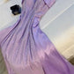 Classy Sheath Strapless Long Lilac Satin Party Dress Prom Dresses Evening Dress C3347