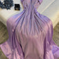 Classy Sheath Strapless Long Lilac Satin Party Dress Prom Dresses Evening Dress C3347