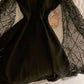 Elegant A Line Strapless Black Satin Prom Dress Evening Dresses With Cape C3351