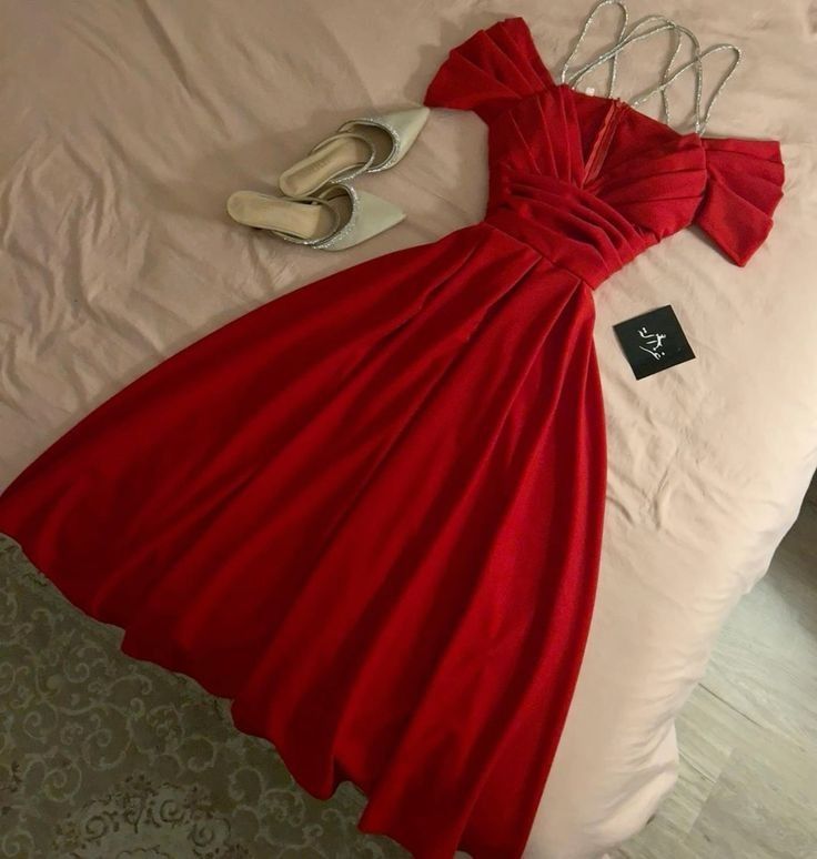 Elegant A Line Spaghetti Straps Red Long Prom Dress Evening Dresses C3358