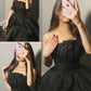 Pretty A line Strapless Black Tulle Prom Dress Evening Dresses With Beads C3372