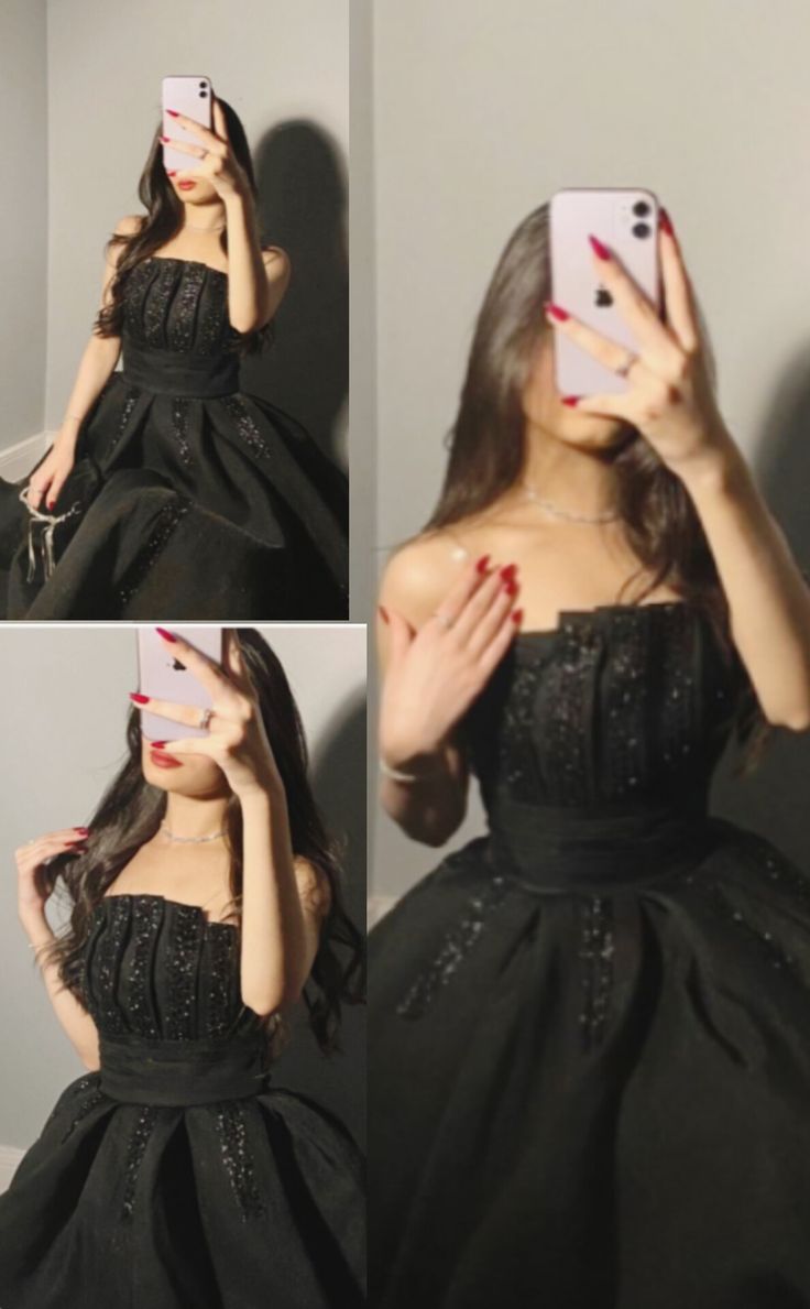Pretty A line Strapless Black Tulle Prom Dress Evening Dresses With Beads C3372