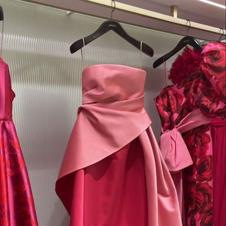 Elegant A Line Spaghetti Straps Pink Satin Long Prom Dress Evening Dresses With Pleated C3382