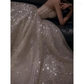 Pretty A Line Spaghetti Straps Silver Sequin Long Prom Dress Evening Dresses C3389