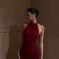 Pretty Sheath High Neckline Sequin Red Long Evening Dress Prom Dresses C3414
