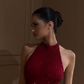 Pretty Sheath High Neckline Sequin Red Long Evening Dress Prom Dresses C3414