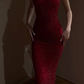 Pretty Sheath High Neckline Sequin Red Long Evening Dress Prom Dresses C3414