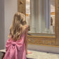18th Birthday A Line Pink Satin Bow-knot Homecoming Dresses Short Mini Birthday Dress C3417