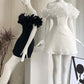 Off-Shoulder Strapless Ruffles Tulle Satin A-Line Mini Homecoming Dress C347
