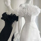 Off-Shoulder Strapless Ruffles Tulle Satin A-Line Mini Homecoming Dress C347