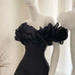 Off-Shoulder Strapless Ruffles Tulle Satin A-Line Mini Homecoming Dress C347