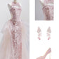 Elegant Mermaid High Neckline Sequin Pink Sleeveless Long Prom Dresses C3490