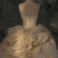 Elegant Ball Gown Strapless Satin Long Tulle Wedding Dresses With Ruffles CC350
