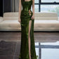 Elegant Mermaid Strapless Dark Green Sequin Slit Long Prom Dresses Party Dresses C3524