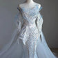 Robe de soirée longue bleu ciel à paillettes, élégante, style sirène, sans bretelles, C3527