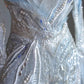 Robe de soirée longue bleu ciel à paillettes, élégante, style sirène, sans bretelles, C3527