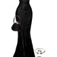 Elegant Mermaid Spaghetti Straps Black Lace Long Prom Dress Birthday Outfits C3536