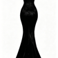 Elegant Mermaid Spaghetti Straps Black Lace Long Prom Dress Birthday Outfits C3536