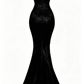 Elegant Mermaid Spaghetti Straps Black Lace Long Prom Dress Birthday Outfits C3536