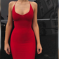 Elegant Sheath Spaghetti Straps Red Knee Length Prom Dress Birthday Outfits C3547