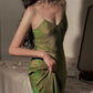Elegant Mermaid Spaghetti Straps Green Long Length Prom Dresses Birthday Outfits C3549