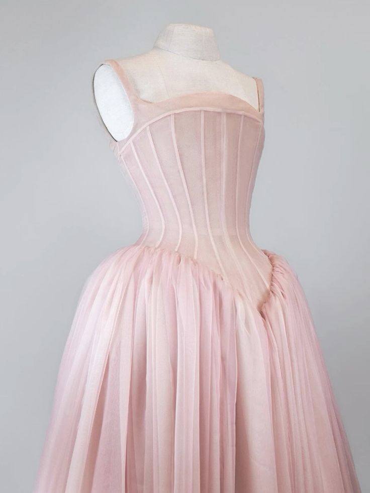 Vintage Ball Gown Straps Pink Tulle Long Length Prom Dresses Birthday Outfits C3554