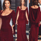 Vintage Sheath Boat Neckline Burgundy Velvet Long Length Prom Dresses Birthday Outfits C3557