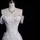 Robe de mariée sirène élégante, épaules dénudées, paillettes, longue, blanche, CC356