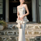 Elegant Mermaid Spaghetti Straps White Ruffles Prom Dresses Party Dresses C3573