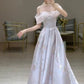 Elegant A line Off The Shoulder Satin Floral  Evening Dress Long Prom Dresses C3576