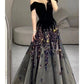 Elegant Ball Gown Off The Shoulder Black Short Sleeves Sequin Evening Dress Long Prom Dresses C3584