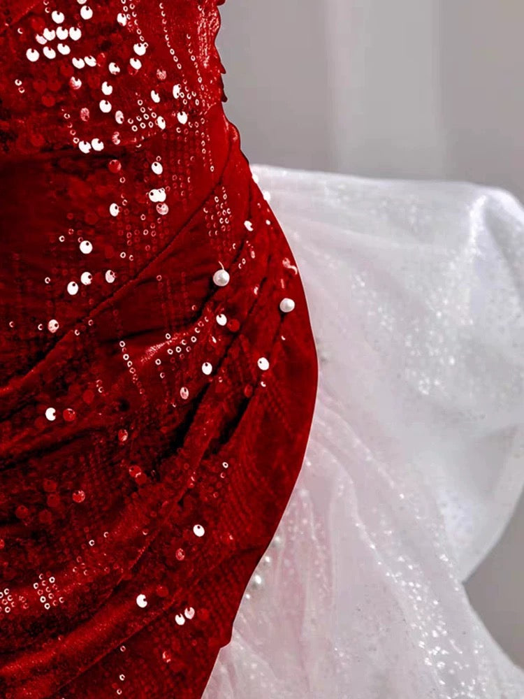 Gorgeous Sheath Off The Shoulder Sequin Red Evening Dress Prom Dresses Birthday Outfits C3589