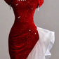 Gorgeous Sheath Off The Shoulder Sequin Red Evening Dress Prom Dresses Birthday Outfits C3589