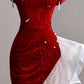 Gorgeous Sheath Off The Shoulder Sequin Red Evening Dress Prom Dresses Birthday Outfits C3589