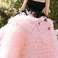 Robe de bal à bretelles en tulle et couches, longue robe de bal rose à volants, robe Sweet 16 C3590
