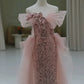 Gorgeous Sheath Off The Shoulder Pink Sequin Long Evening Dress Prom Dresses Birthday Outfits C3594