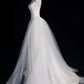 Chic Sheath Spaghetti Straps Sleeveless White Satin Wedding Dresses With Ruffles C3596