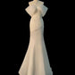 Chic Mermaid Off The Shoulder Short Sleeves Ivory Chiffon Wedding Dresses With Ruffles C3597